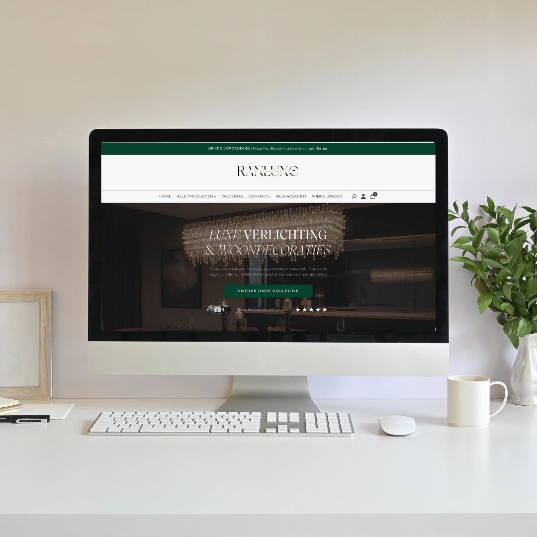 Homepage design for luxury lighting Shopify store Ranluxe