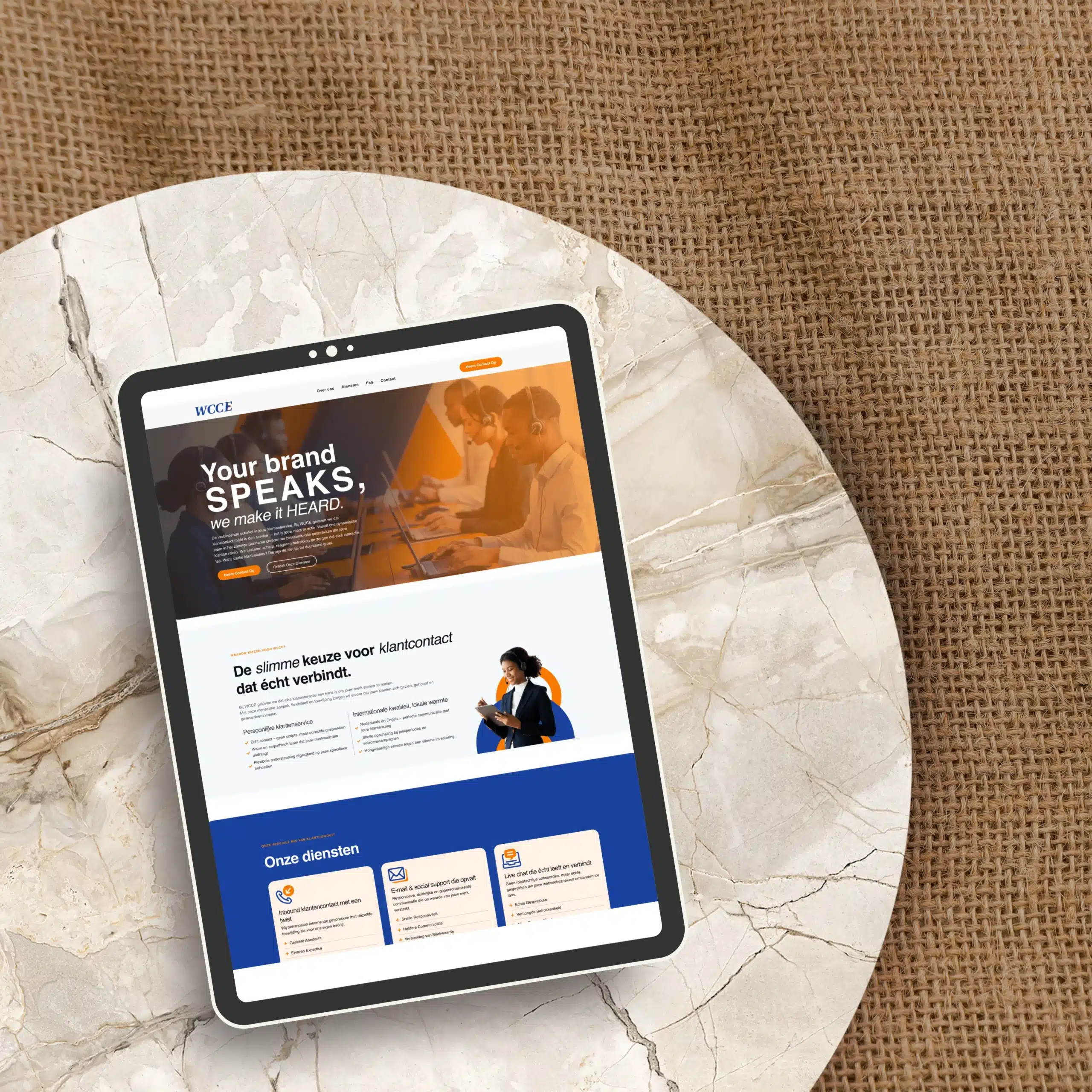 Website design showcasing callcenter services for Dutch and Surinamese clients